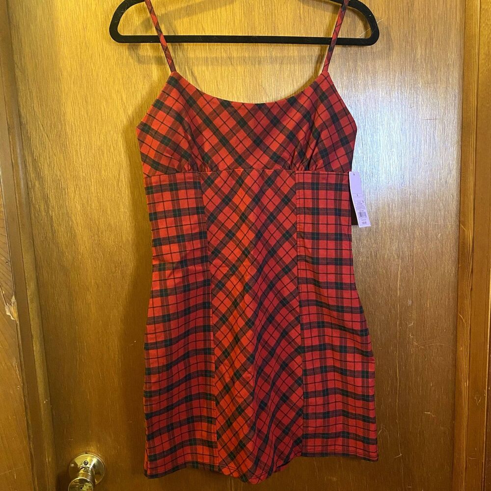 NWT WILD FABLE WOMEN'S BLACK AND RED PLAID TANK TOP DRESS SIZE SMALL